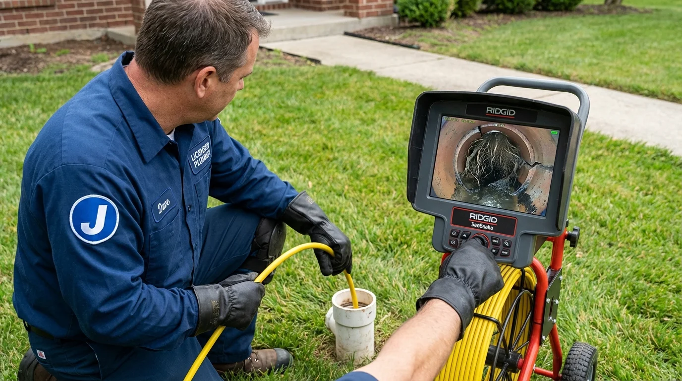 Sewer camera inspection being performed by Johns Plumbing LLC in Keyport