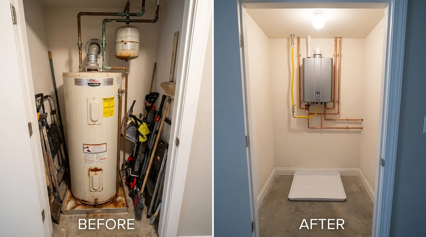 Tank water heater versus wall-mounted tankless unit comparison for Keyport, NJ homeowners